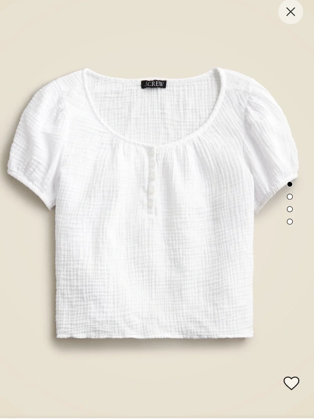 J.Crew Puff Sleeve Henley Top in Gauze